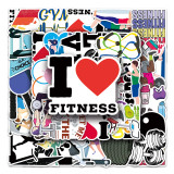 50 Fitness Graffiti Personalized Cartoon Weight Loss Exercise DIY Phone Cases, Water Cups, Luggage Waterproof Stickers
