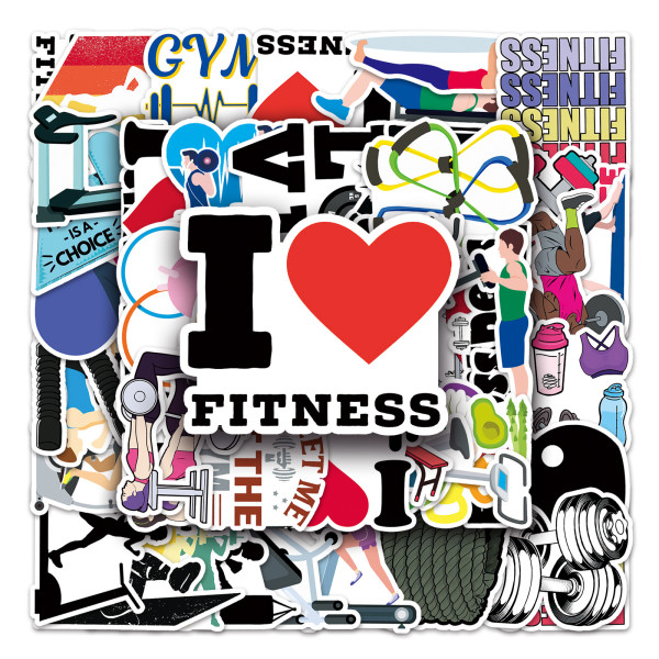 50 Fitness Graffiti Personalized Cartoon Weight Loss Exercise DIY Phone Cases, Water Cups, Luggage Waterproof Stickers