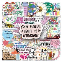 100 psychological health graffiti stickers, personalized English slogans, decorative water bottles, phone cases, computer waterproof stickers