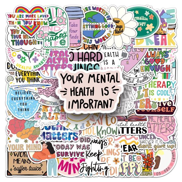 100 psychological health graffiti stickers, personalized English slogans, decorative water bottles, phone cases, computer waterproof stickers