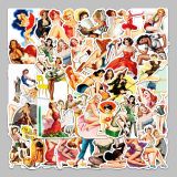 50 Posters Girl Cartoon Luggage Stickers Creative Graffiti Stickers Scooter Computer Tablet Water Cup Decoration Waterproof Stickers