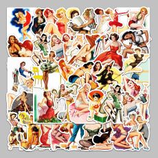 50 Posters Girl Cartoon Luggage Stickers Creative Graffiti Stickers Scooter Computer Tablet Water Cup Decoration Waterproof Stickers