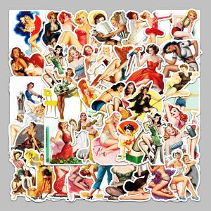 50 Posters Girl Cartoon Luggage Stickers Creative Graffiti Stickers Scooter Computer Tablet Water Cup Decoration Waterproof Stickers