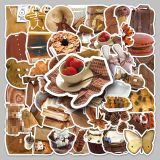 50 Brown Ins Style Handheld Account Stickers Art Fresh Simple Stickers DIY Mobile Computer Water Cup Decoration Waterproof Stickers
