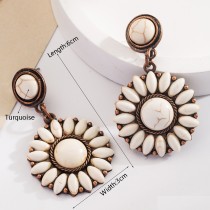 Turquoise earrings retro geometric love round earrings