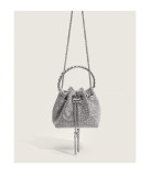 Full Diamond Bucket Bag, Diamond Chain Handheld Single Shoulder Cross Shoulder Small Bag
