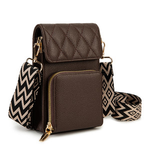 Wide shoulder strap crossbody bag, mobile phone leather bag