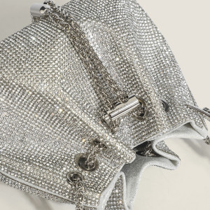 Full Diamond Bucket Bag, Diamond Chain Handheld Single Shoulder Cross Shoulder Small Bag
