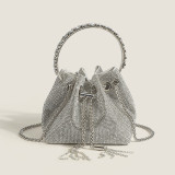 Full Diamond Bucket Bag, Diamond Chain Handheld Single Shoulder Cross Shoulder Small Bag