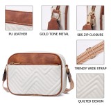 Quilted Embroidered Grid Color blocked Retro Shoulder Bag Zipper Shoulder Strap Crossbody Bag Wallet Small Square Bag
