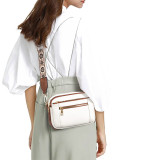 Color blocked multifunctional zipper crossbody bag square bag PU shoulder bag wallet
