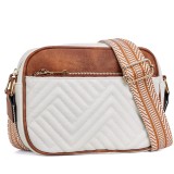 Quilted Embroidered Grid Color blocked Retro Shoulder Bag Zipper Shoulder Strap Crossbody Bag Wallet Small Square Bag