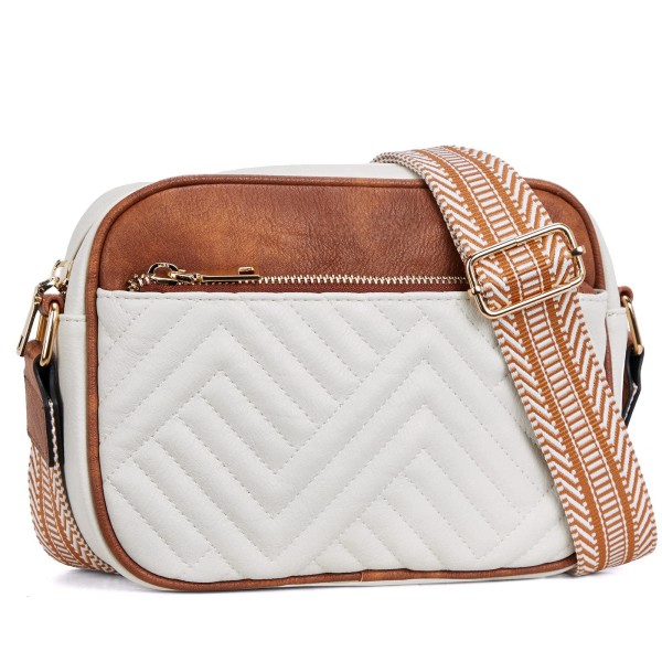 Quilted Embroidered Grid Color blocked Retro Shoulder Bag Zipper Shoulder Strap Crossbody Bag Wallet Small Square Bag