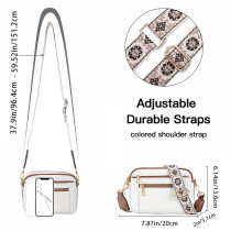 Color blocked multifunctional zipper crossbody bag square bag PU shoulder bag wallet