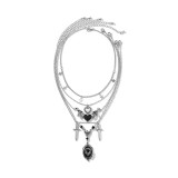 Halloween Dark Punk Love Wings Pendant Star Necklace