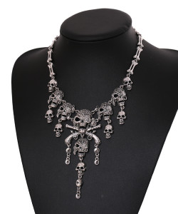 Halloween multi-layer skull ghost tassel alloy necklace