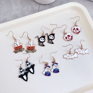Halloween Pumpkin Skull Ghost Bat Earrings