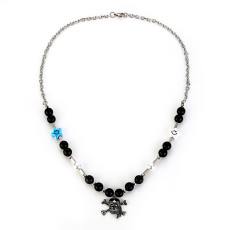 Halloween Stainless Steel Pirate Skull Ghost Head Ship Anchor Necklace