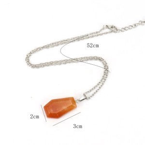Halloween Natural Crystal Stone Mini Coffin Pendant Necklace