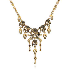 Halloween multi-layer skull ghost tassel alloy necklace