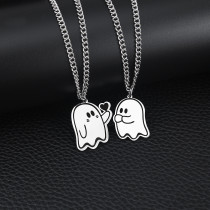 Halloween Stainless Steel Cute Ghost Pendant Couple Necklace