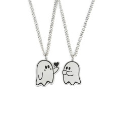 Halloween Stainless Steel Cute Ghost Pendant Couple Necklace