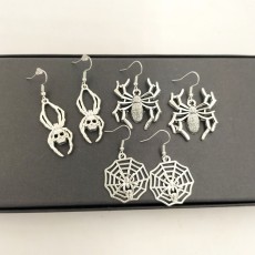 Halloween retro horror skeleton spider web spider pendant earrings