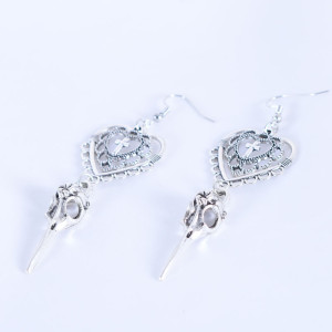 Halloween Skeleton Crow Skeleton Sharp nosed Bird Head Love Cross Earrings
