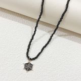 Halloween Splicing Rice Bead Pumpkin Bat Pendant Necklace