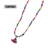 Halloween Splicing Rice Bead Pumpkin Bat Pendant Necklace