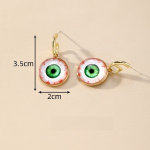 Halloween cat eye stone glass simulation eyeball red bloodshot eye earrings
