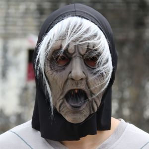 Halloween Horror Witch Mask Party Magic Curly Tongue Black Witch Mask Headset