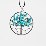 Natural crushed stone life tree alloy wealth tree necklace