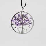 Natural crushed stone life tree alloy wealth tree necklace
