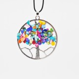 Natural crushed stone life tree alloy wealth tree necklace