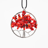 Natural crushed stone life tree alloy wealth tree necklace