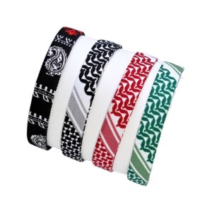 Multi colored hand woven fabric bracelet