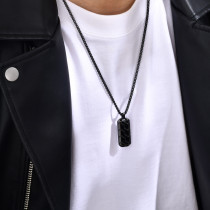 Stainless steel geometric tire pattern pendant necklace
