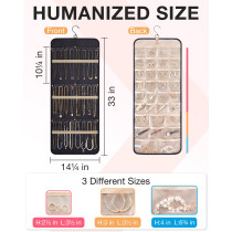 Carrying hanging jewelry storage rolls with hooks, metal double-sided jewelry storage