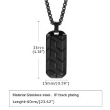 Stainless steel geometric tire pattern pendant necklace