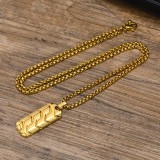 Stainless steel geometric tire pattern pendant necklace
