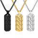 Stainless steel geometric tire pattern pendant necklace