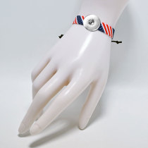 American Flag USA Fabric Festival Party Commemorating Patriotic Independence Day Weaving Bracelet fit 20mm snaps chunks