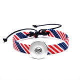 American Flag USA Fabric Festival Party Commemorating Patriotic Independence Day Weaving Bracelet fit 20mm snaps chunks