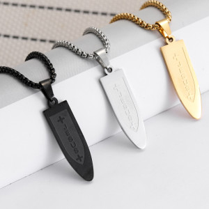 Stainless steel cross shaped elastic pendant JESUS necklace