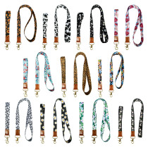 Cactus, Peony, Flower, Fragmented Polyester Wrist Strap, Leopard Pattern ID Hanging Rope, Mobile Phone Rope