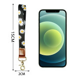 Cactus, Peony, Flower, Fragmented Polyester Wrist Strap, Leopard Pattern ID Hanging Rope, Mobile Phone Rope