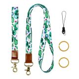 Cactus, Peony, Flower, Fragmented Polyester Wrist Strap, Leopard Pattern ID Hanging Rope, Mobile Phone Rope