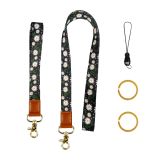 Cactus, Peony, Flower, Fragmented Polyester Wrist Strap, Leopard Pattern ID Hanging Rope, Mobile Phone Rope
