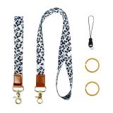 Cactus, Peony, Flower, Fragmented Polyester Wrist Strap, Leopard Pattern ID Hanging Rope, Mobile Phone Rope